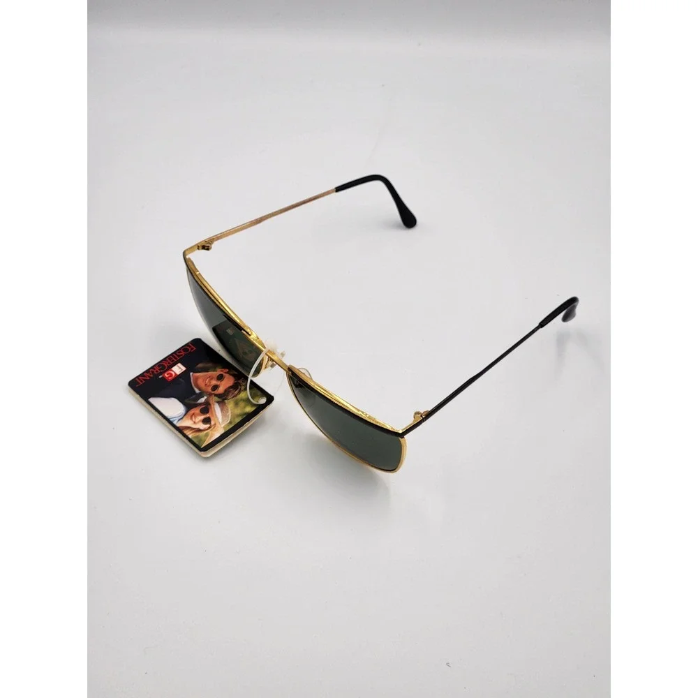 Vintage Foster Grant Gold Aviator Sunglasses Green Lens Classic‎ Golf Style UV